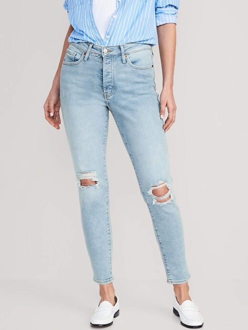 Old Navy Light Blue High-Rise Distressed Skinny Jeans - Women